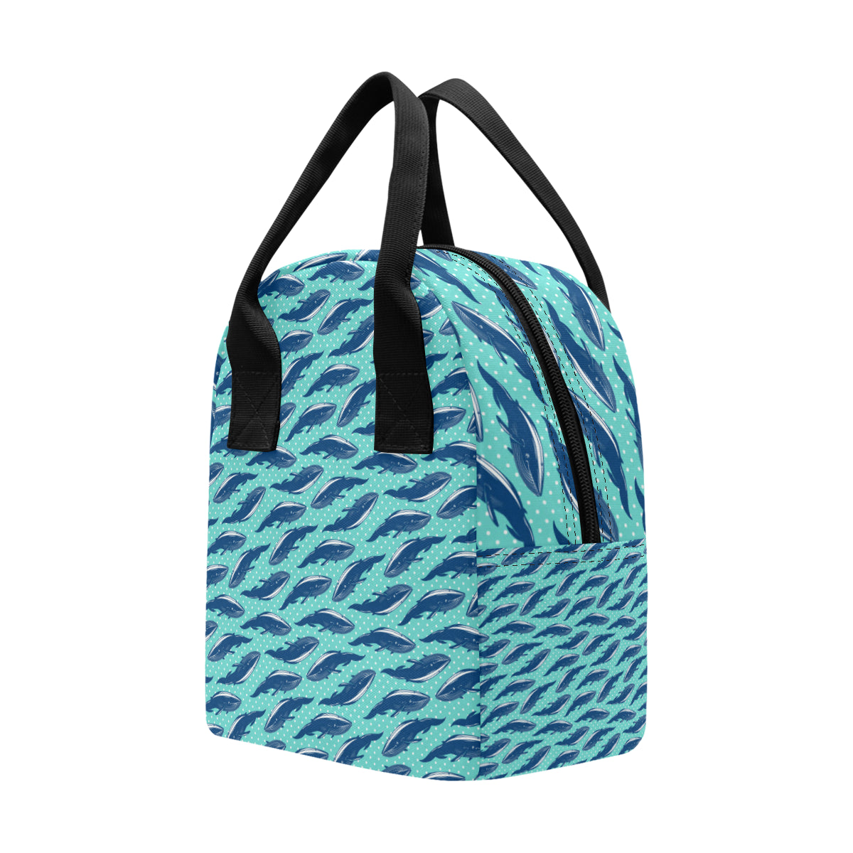 Whale Polka Dot Design Themed Print Insulated Lunch Bag