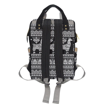Llama Aztec Style Pattern Print Design 01 Diaper Bag Backpack