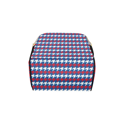Patriotic Houndstooth Pattern Print Design A02 Diaper Bag Backpack