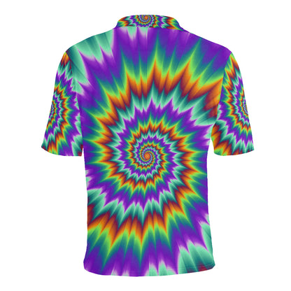 Optical illusion Pulsing fiery spirals Men Polo Shirt