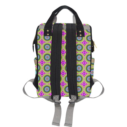 Optical illusion Flower Rainbow Style Diaper Bag Backpack