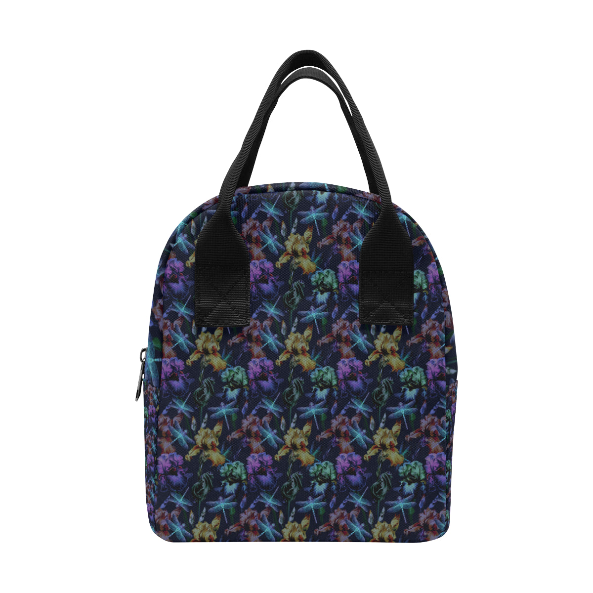 Dragonfly With Floral Print Pattern Insulated Lunch Bag