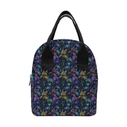 Dragonfly With Floral Print Pattern Insulated Lunch Bag