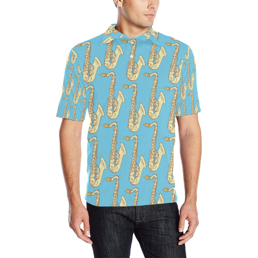 Saxophone Pattern Print Design 03 Men Polo Shirt