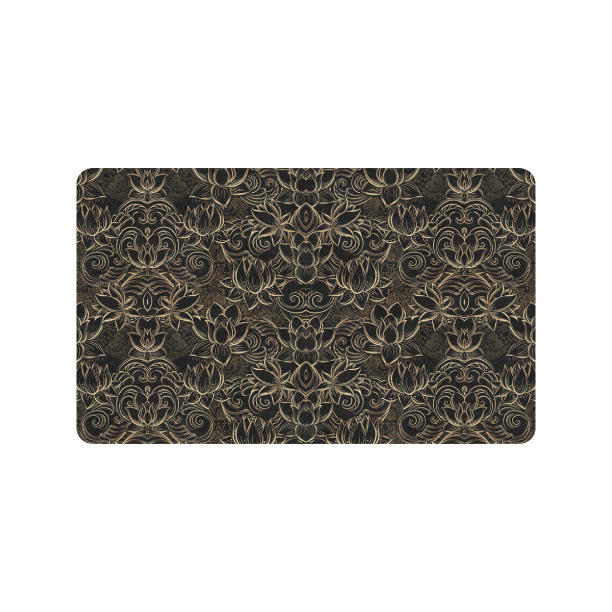 Lotus Gold Mandala Design Themed Rubber Doormat