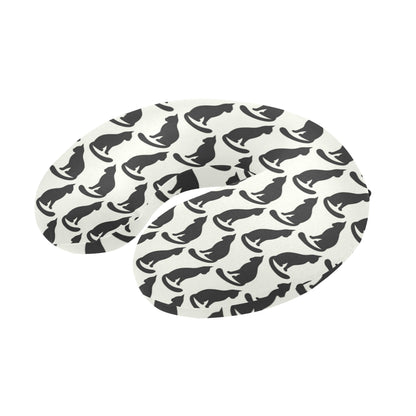Black Cat Pattern Print Design 02 U-Shaped Travel Neck Pillow