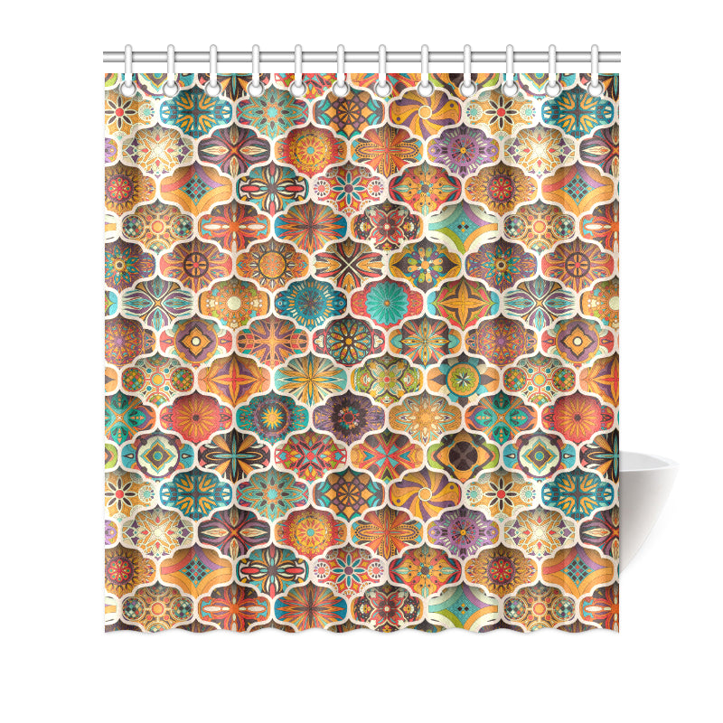 Mandala Mosaic Themed Design Print Shower Curtain