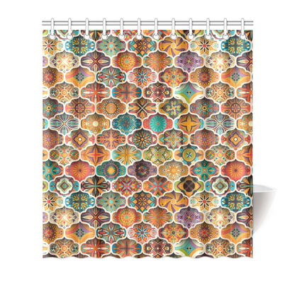 Mandala Mosaic Themed Design Print Shower Curtain