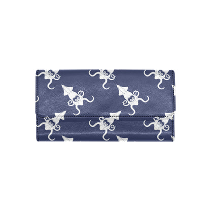 Giant Squid Pattern Print Design 02 Women's Trifold Wallet