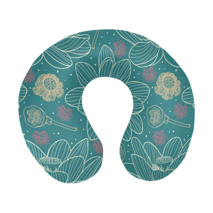 Lotus Pattern Print Design 01 U-Shaped Travel Neck Pillow