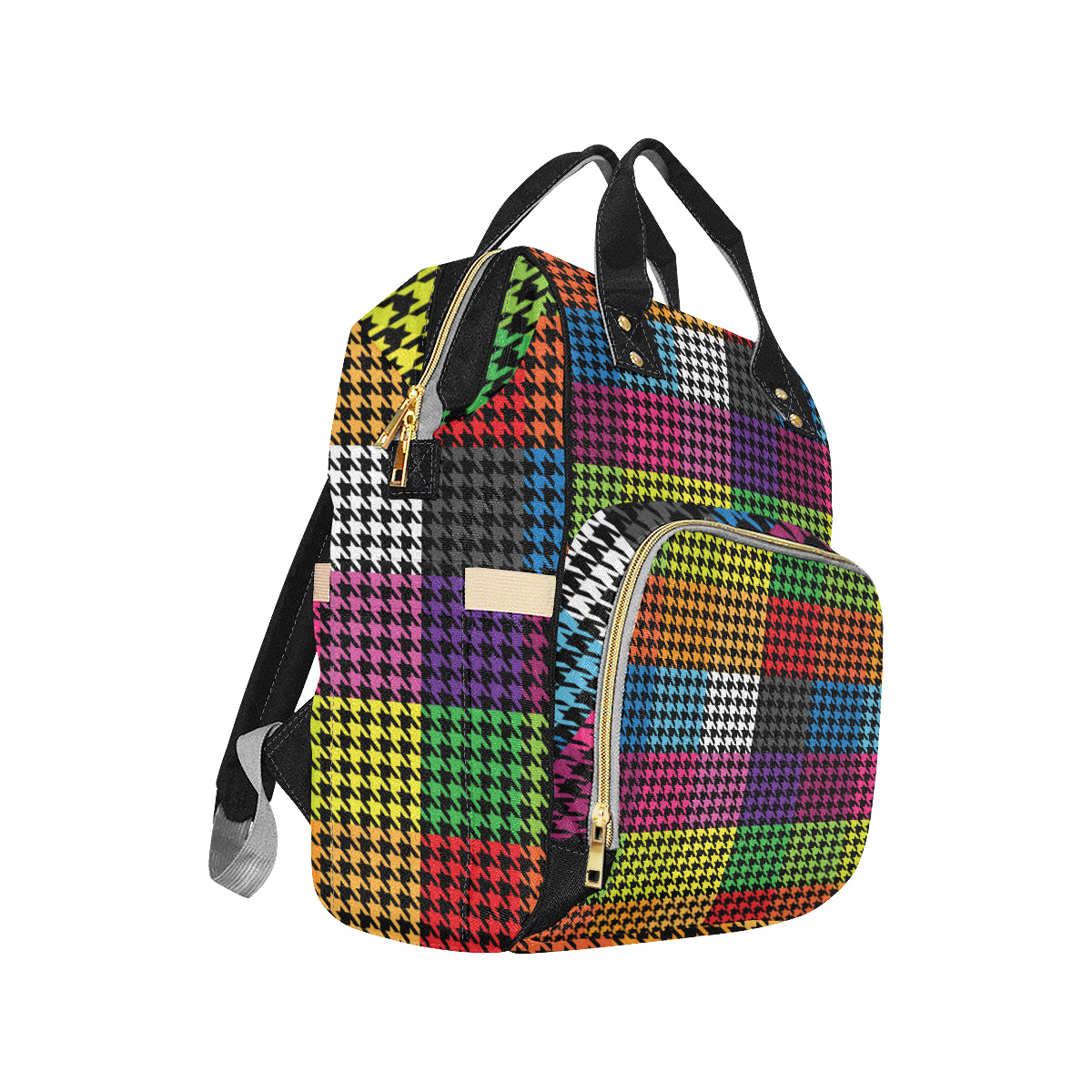 Houndstooth Colorful Pattern Print Design 01 Diaper Bag Backpack