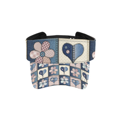 Patchwork Heart Flower Pattern Print Design 01 Unisex Sun Visor