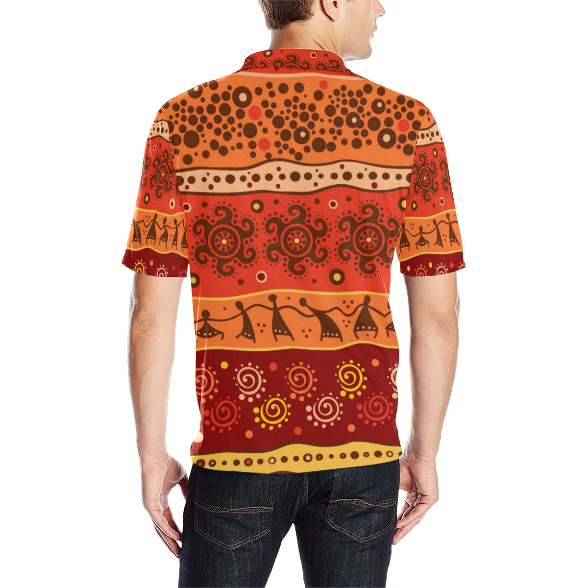 African Pattern Print Design 04 Men Polo Shirt