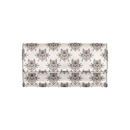 Aztec Wolf Pattern Print Design 01 Women's Trifold Wallet
