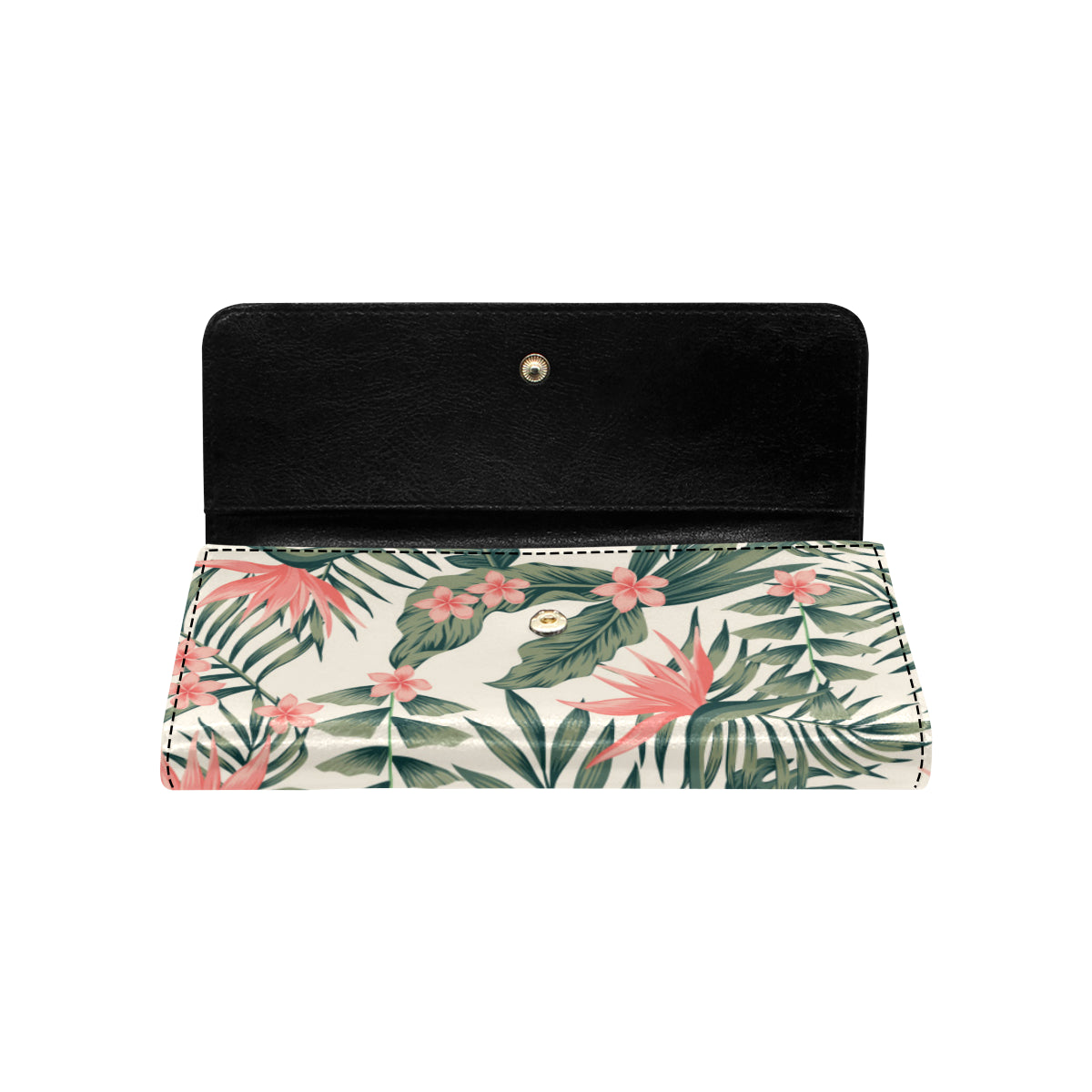 Tropical Flower Palm Leaves Women's Trifold Wallet