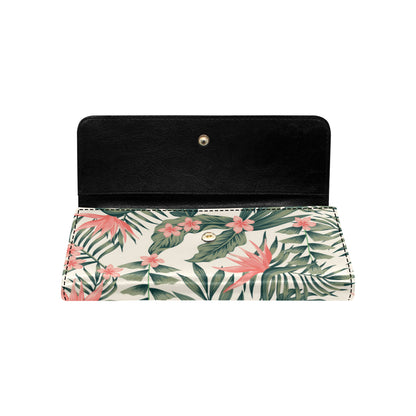 Tropical Flower Palm Leaves Women's Trifold Wallet