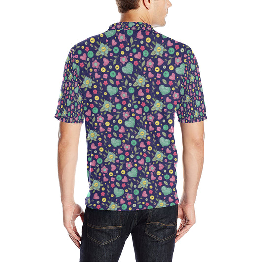 Crochet Pattern Print Design 02 Men Polo Shirt