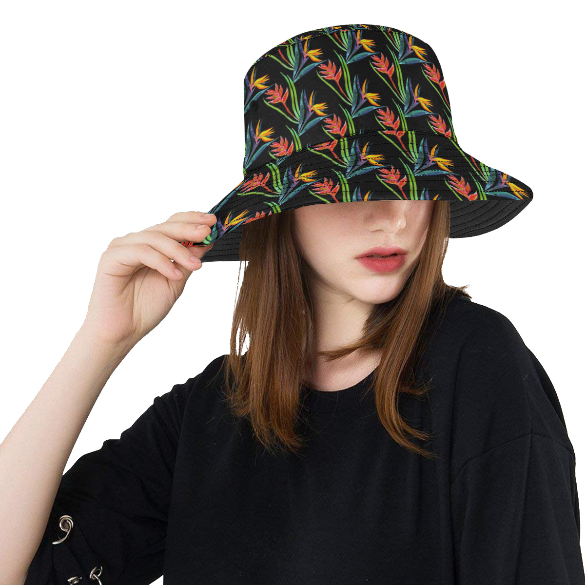 Heliconia Pattern Print Design HL04 Unisex Bucket Hat