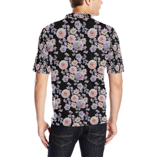 Dahlia Pattern Print Design DH012 Men Polo Shirt
