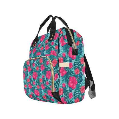 Red Hibiscus Pattern Print Design HB017 Diaper Bag Backpack
