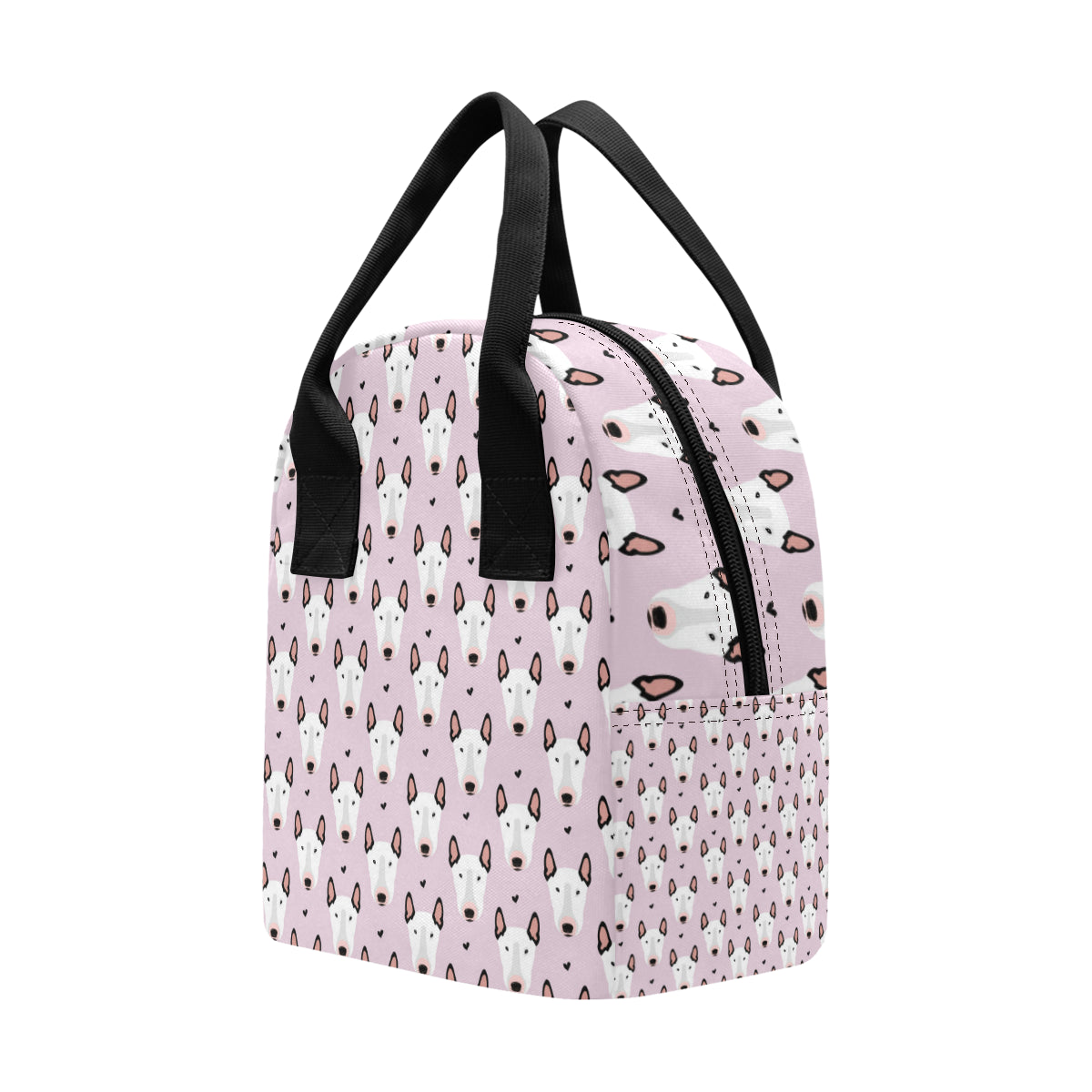 Bull Terrier Pink Print Pattern Insulated Lunch Bag