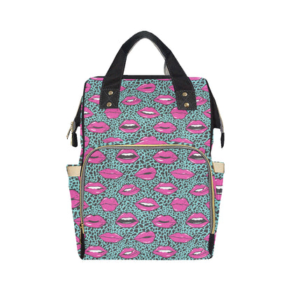 Lip Pattern Print Design 04 Diaper Bag Backpack