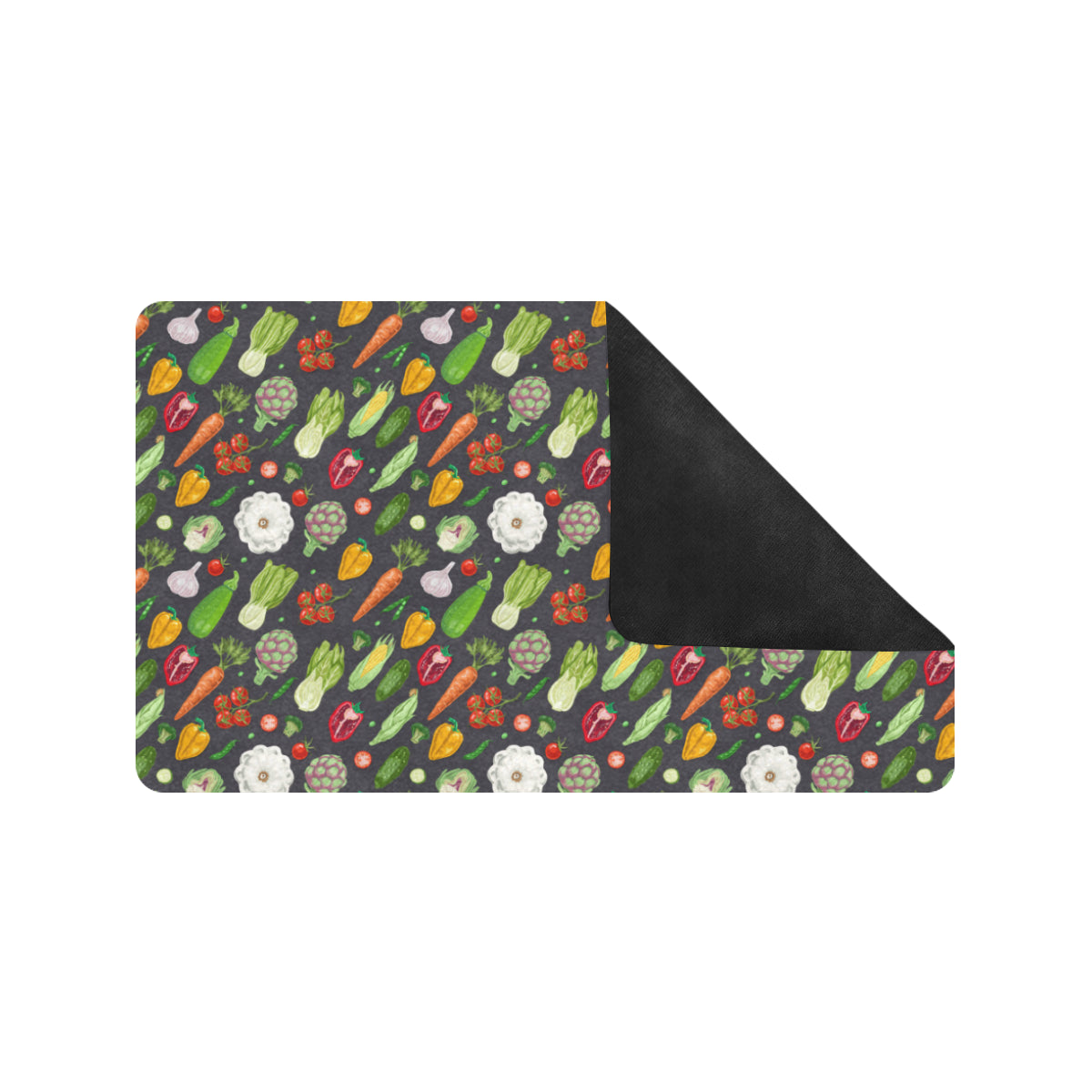 Vegan Pattern Themed Design Print Rubber Doormat