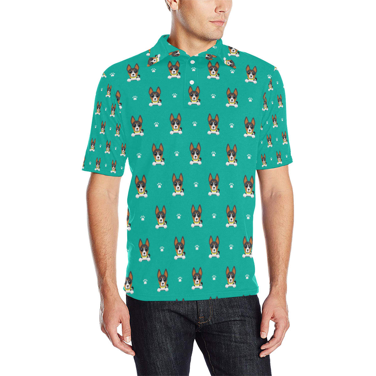 Basenji Pattern Print Design 03 Men Polo Shirt