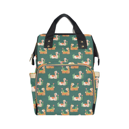 Llama Cactus Pattern Print Design 07 Diaper Bag Backpack