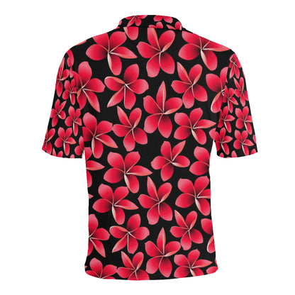 Red Plumeria Pattern Print Design PM025 Men Polo Shirt
