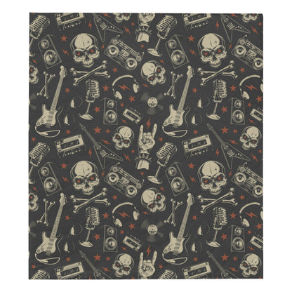 Rock and Roll Skull Pattern Print Design A03 Premium Quilt