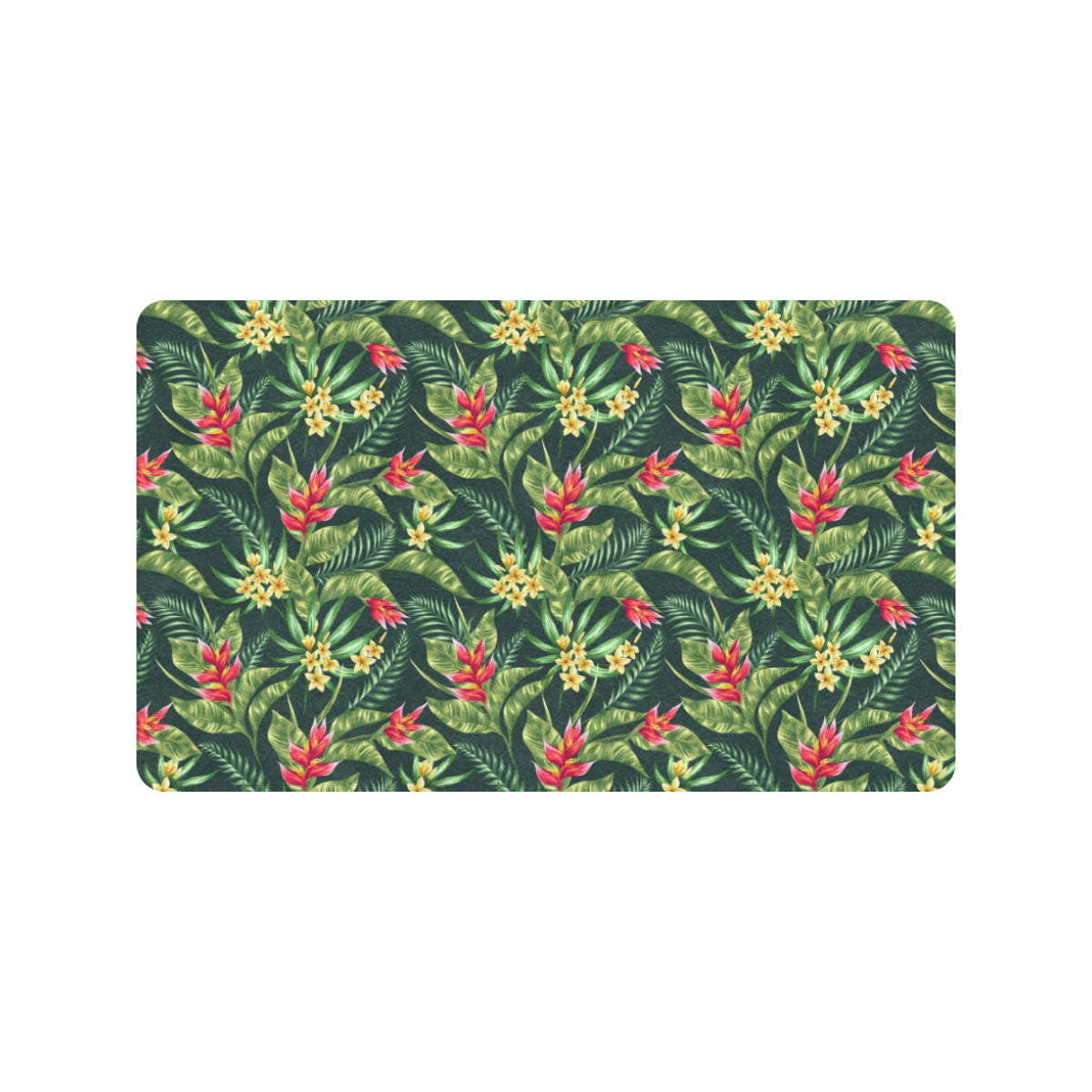 Tropical Folower Red Heliconia Print Rubber Doormat