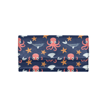 Octopus Pattern Print Design A04 Women's Trifold Wallet
