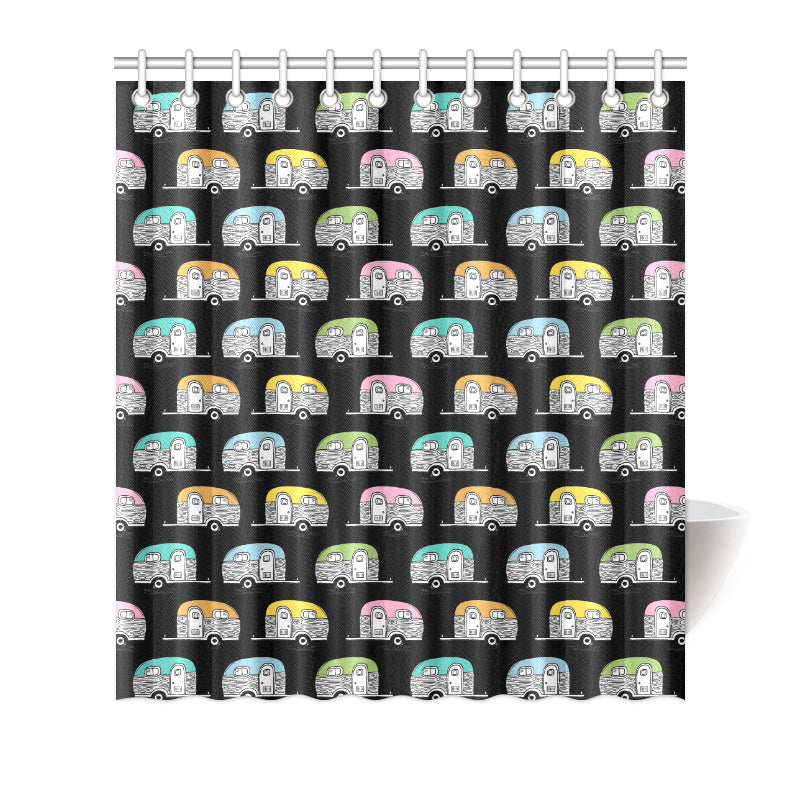 Camper Pattern Camping Themed No 2 Print Shower Curtain