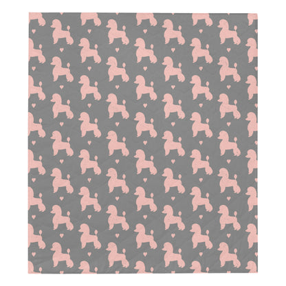 Poodle Pattern Print Design A02 Premium Quilt