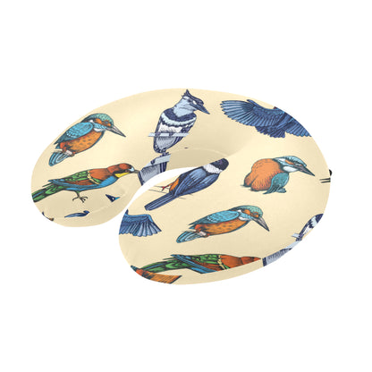 Kingfisher Bird Pattern Print Design 04 U-Shaped Travel Neck Pillow