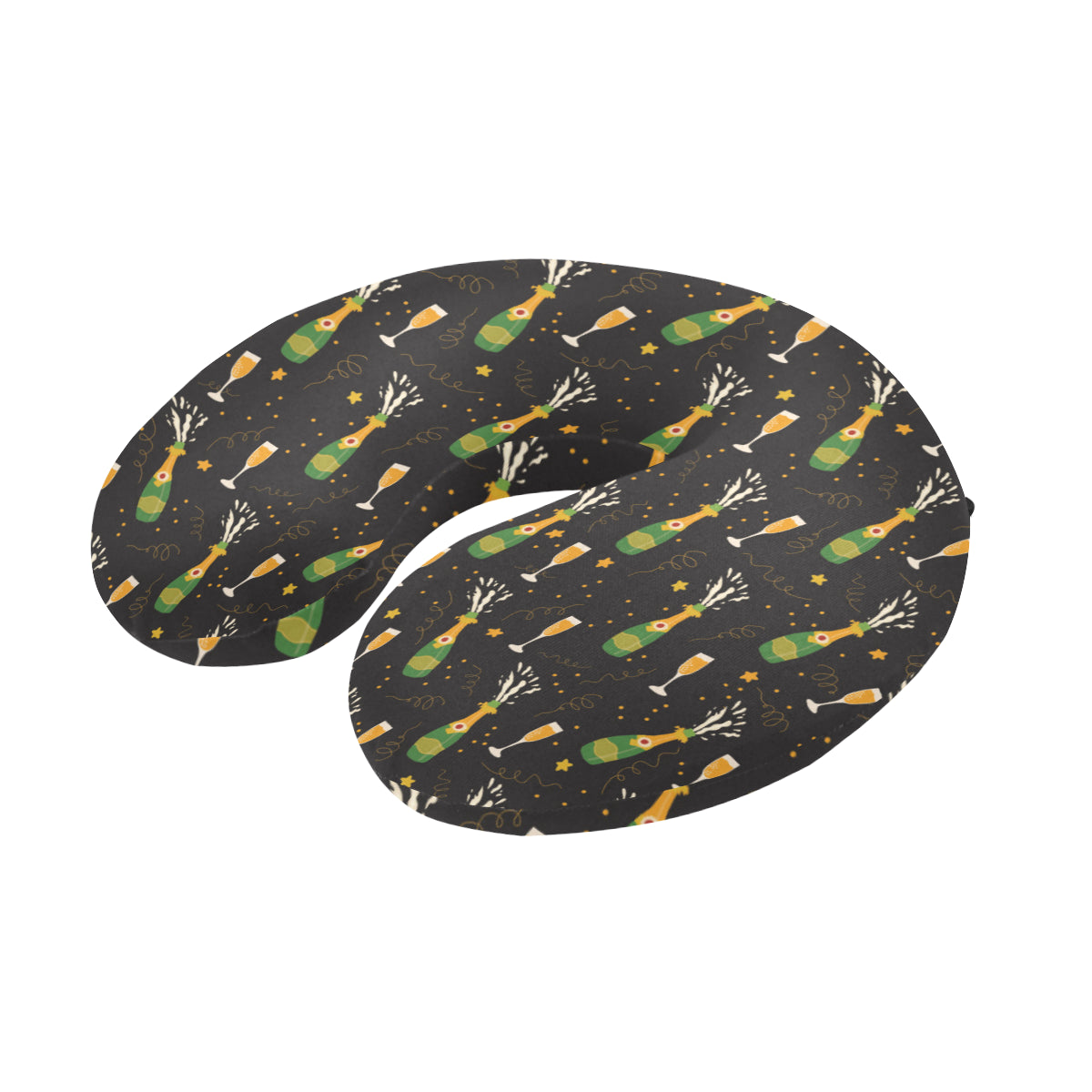 Champagne Pattern Print Design 04 U-Shaped Travel Neck Pillow
