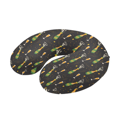 Champagne Pattern Print Design 04 U-Shaped Travel Neck Pillow