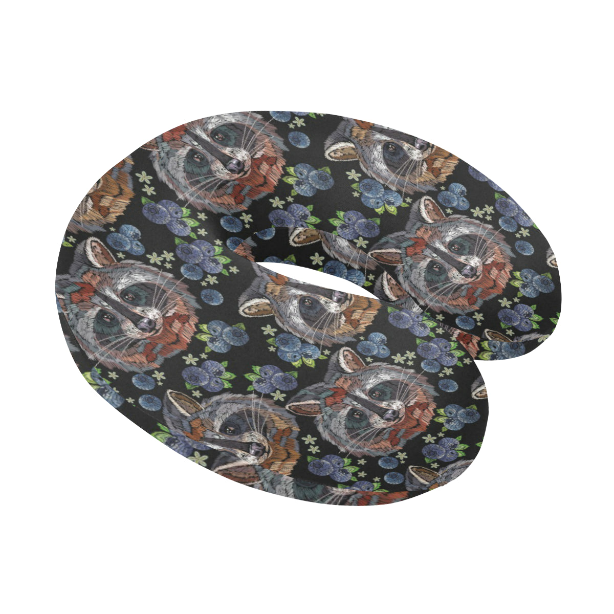 Raccoon Pattern Print Design A03 U-Shaped Travel Neck Pillow