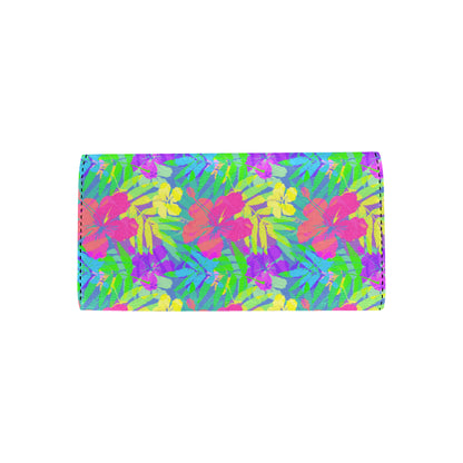 Neon Tropical Pattern Print Design A03 Women's Trifold Wallet