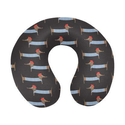 Dachshund Pattern Print Design 04 U-Shaped Travel Neck Pillow