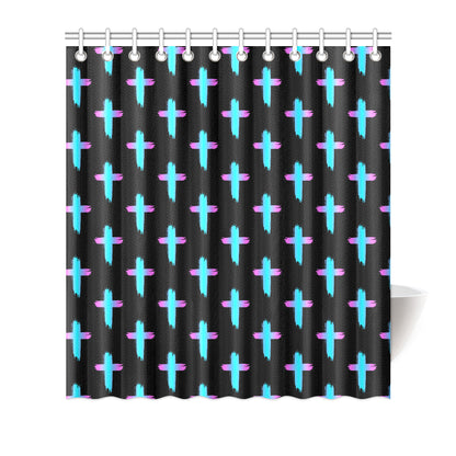 Christian Cross neon Pattern Shower Curtain