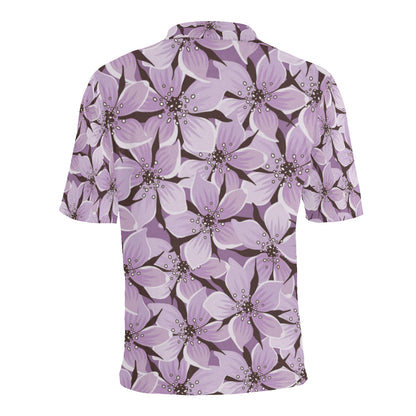 Lilac Pattern Print Design 01 Men Polo Shirt
