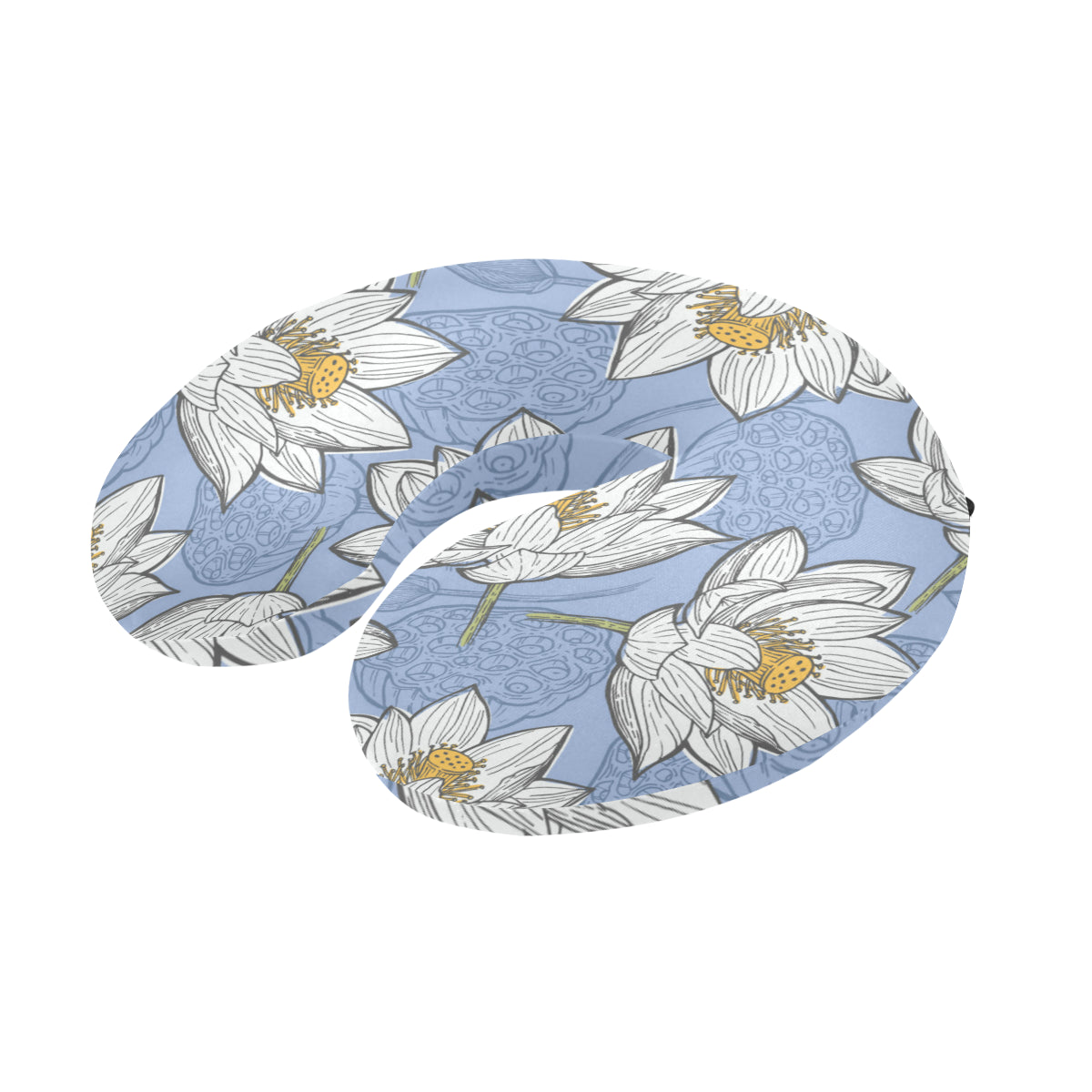 Lotus Pattern Print Design 04 U-Shaped Travel Neck Pillow