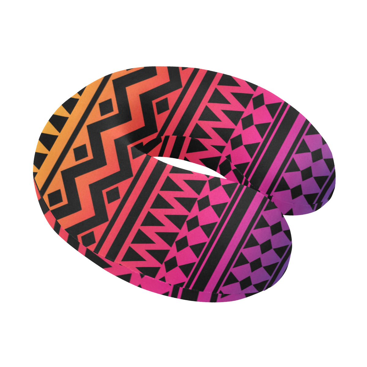 Rainbow Tribal Pattern Print Design A02 U-Shaped Travel Neck Pillow