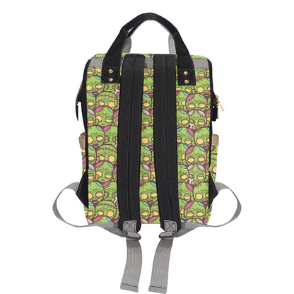 Zombie Head Design Pattern Print Diaper Bag Backpack