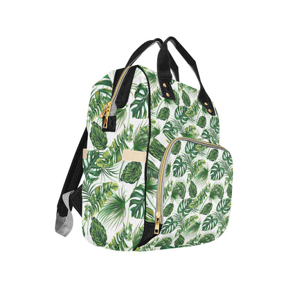 Green Pattern Tropical Palm Leaves Diaper Bag Backpack