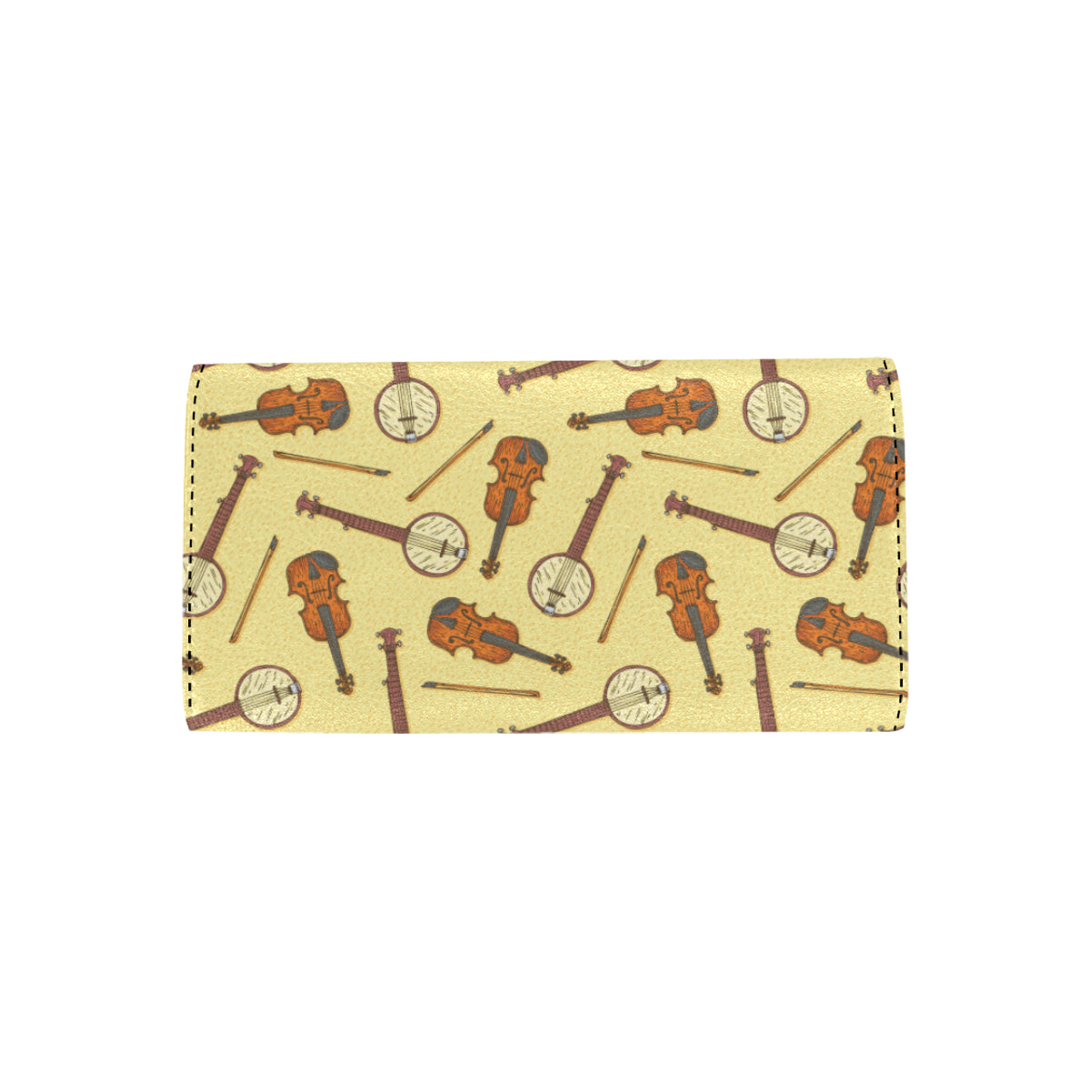 Banjo Violin Pattern Print Design 01 Women's Trifold Wallet