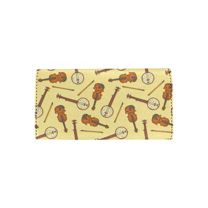 Banjo Violin Pattern Print Design 01 Women's Trifold Wallet