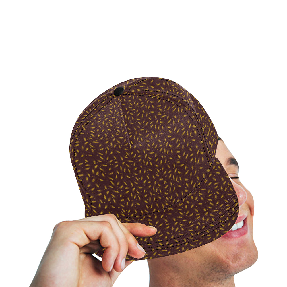 Agricultural Gold Wheat Print Pattern Snapback Cap